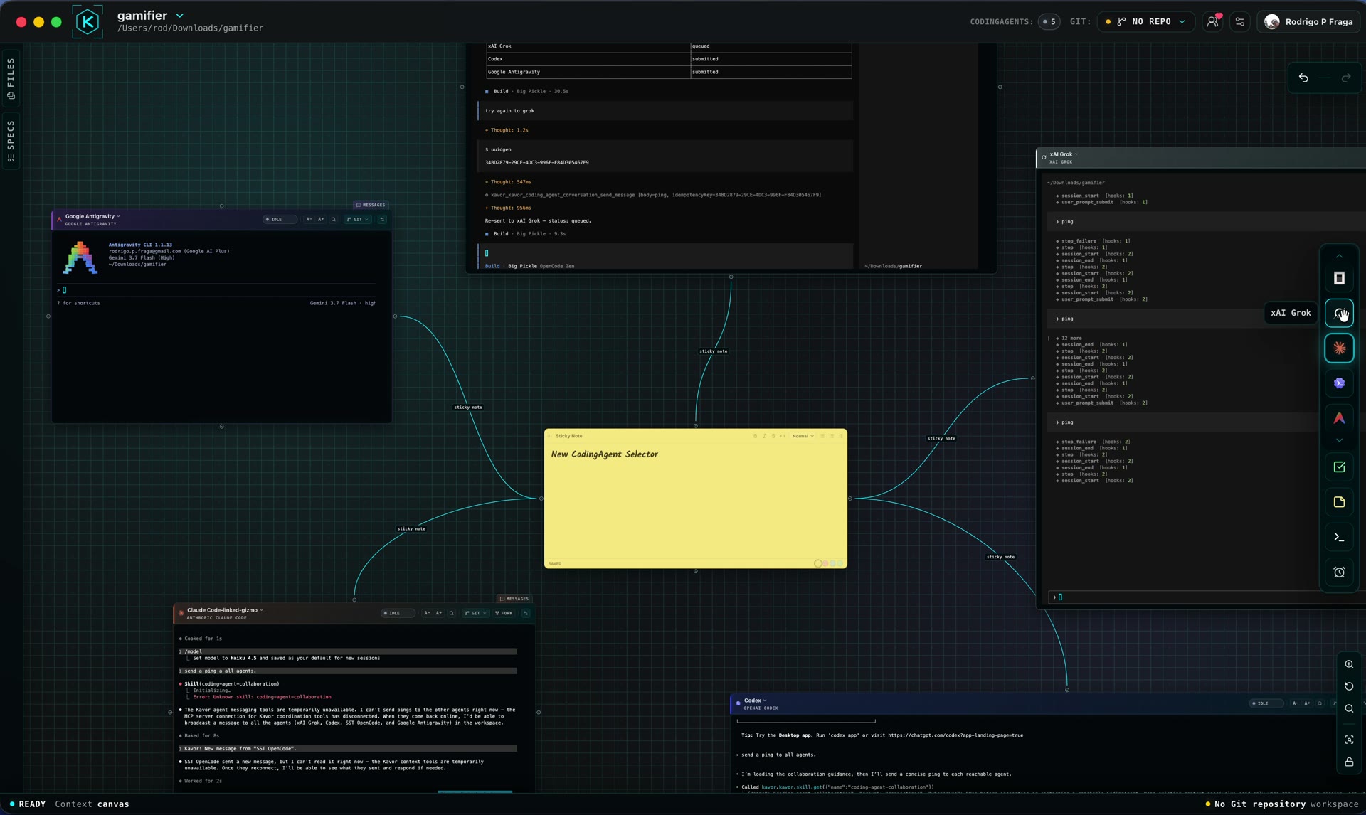 Choose a provider and add a CodingAgent to the Canvas.