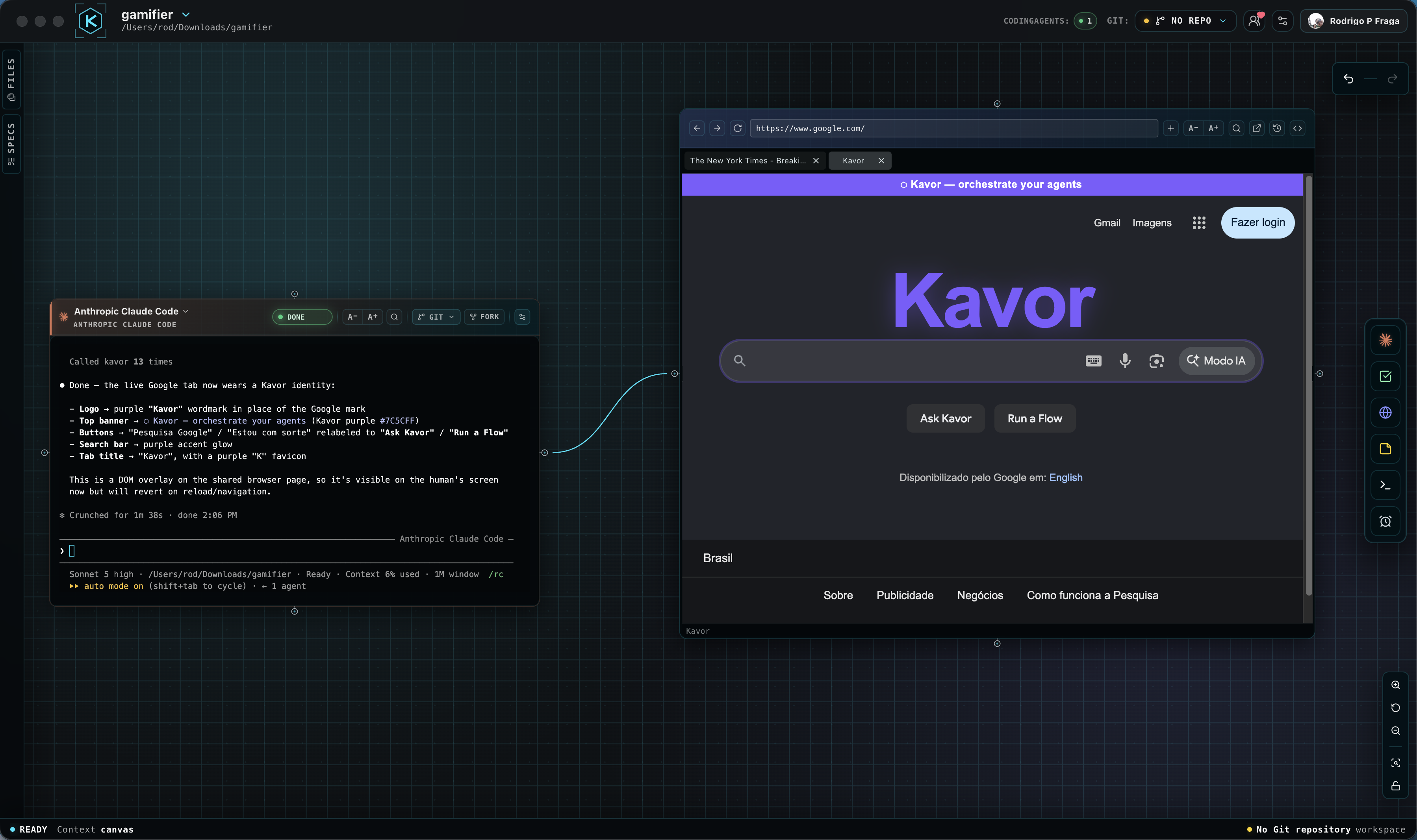 Un navegador en vivo que tu CodingAgent puede operar.